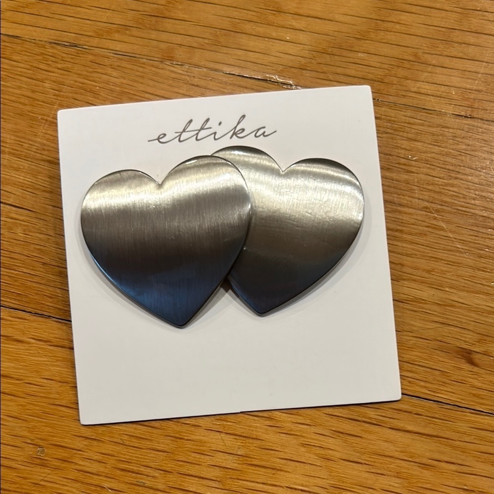 Ettika Silver Heart Earrings